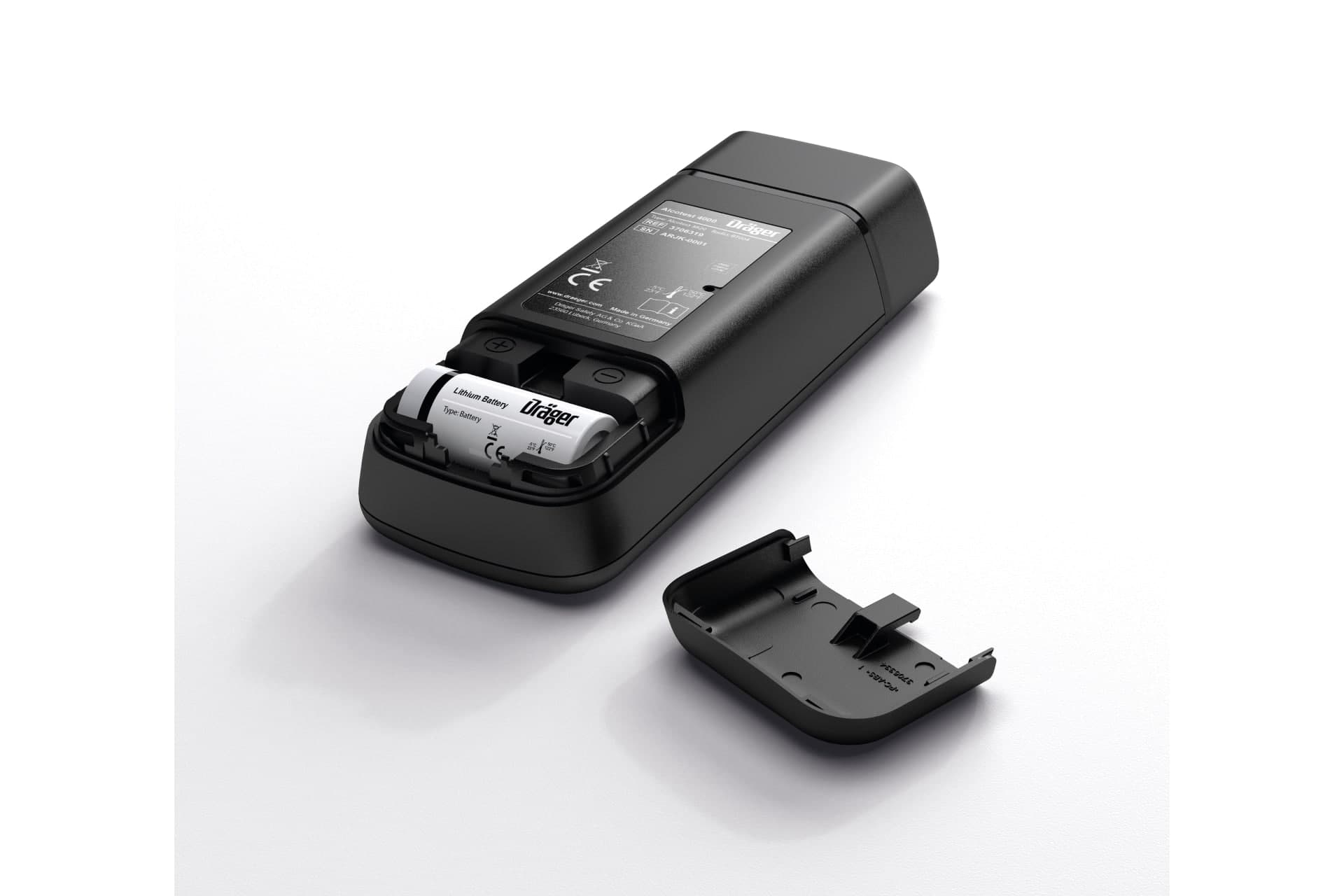 Dräger Alcotest 4000 breathalyzer with battery compartment for replaceable lithium battery