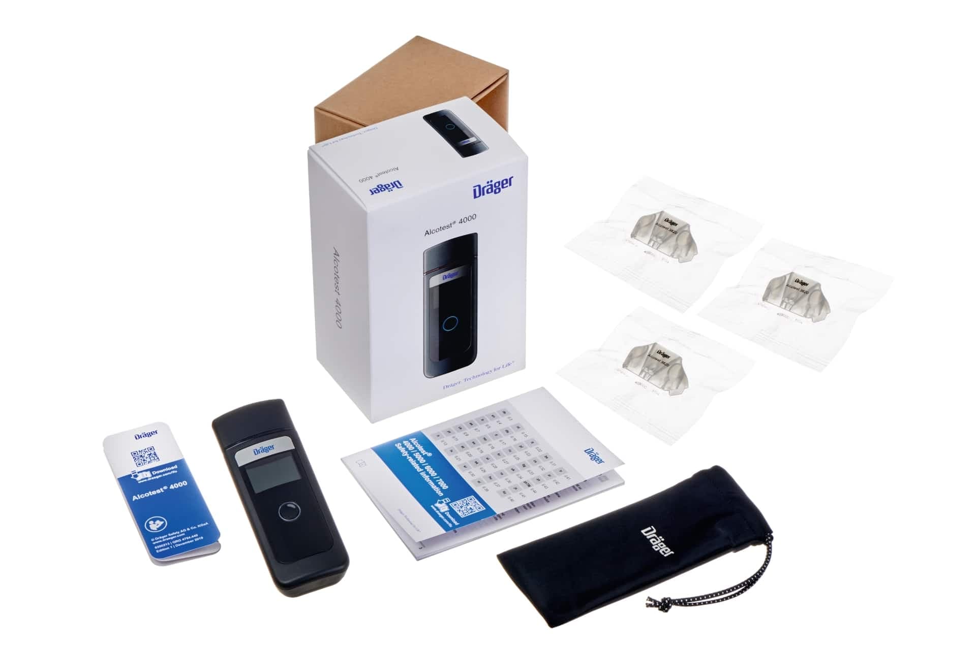 The package contents of the Alcotest 4000