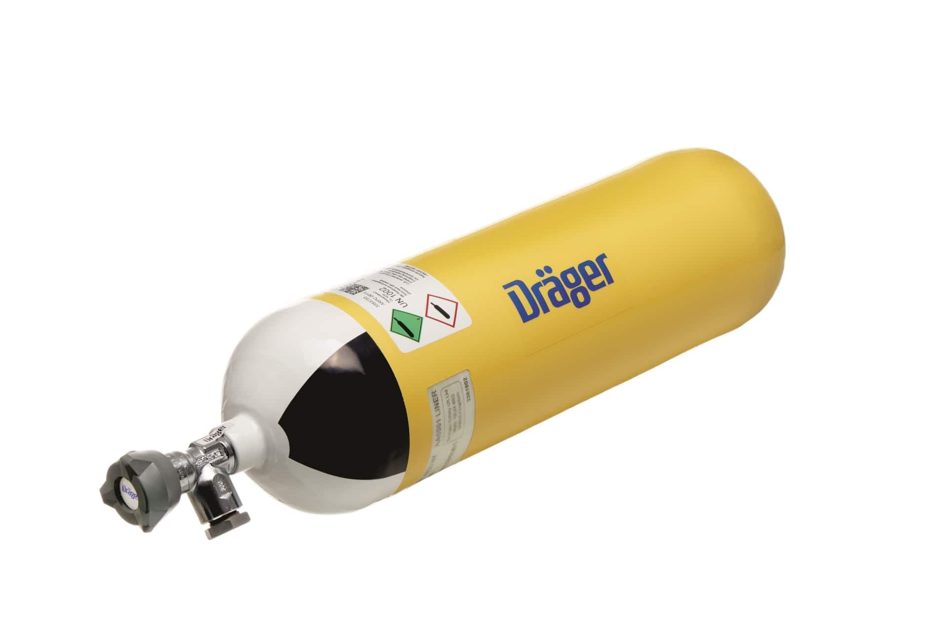Dräger Carbon Composite Cylinder, Type 3, yellow painted, with In-line excess flow valve (EN144-2005), 6.8 l, 20 or 30 design life