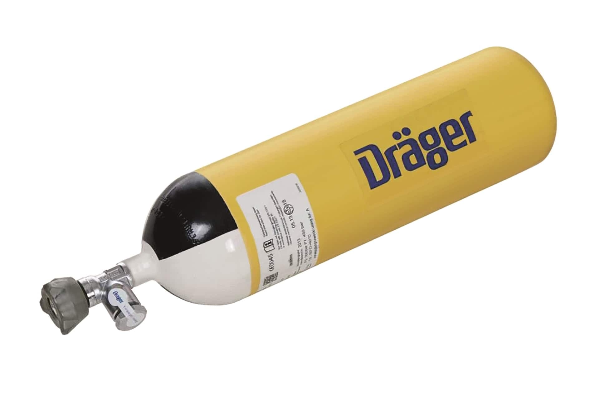 Dräger Steel Cylinder, Type 1, yellow painted, with In-line valve (EN144-2005), 6 l, unlimited design life (NLL)
