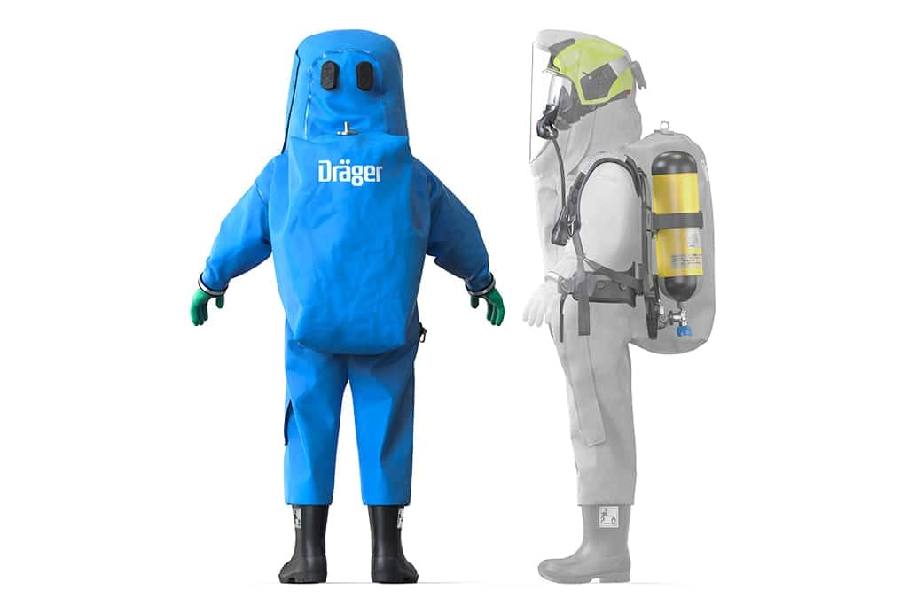 SCBA worn inside the suit for additional protection