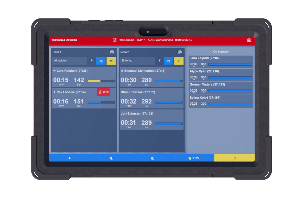 The Dräger FireGround App enables monitoring of all SCBA users at one entry point on scene.