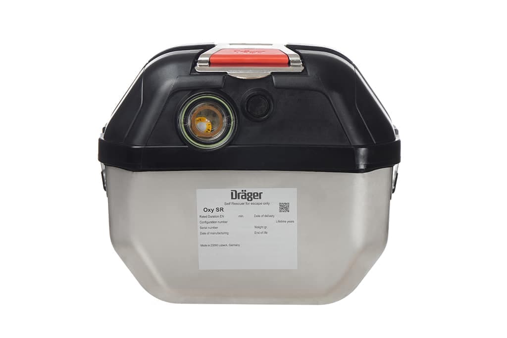 The oxygen self resuer series Dräger Oxy SR is available as a 30 minute or 60 minute device, providing more options for your emergency planning concept.