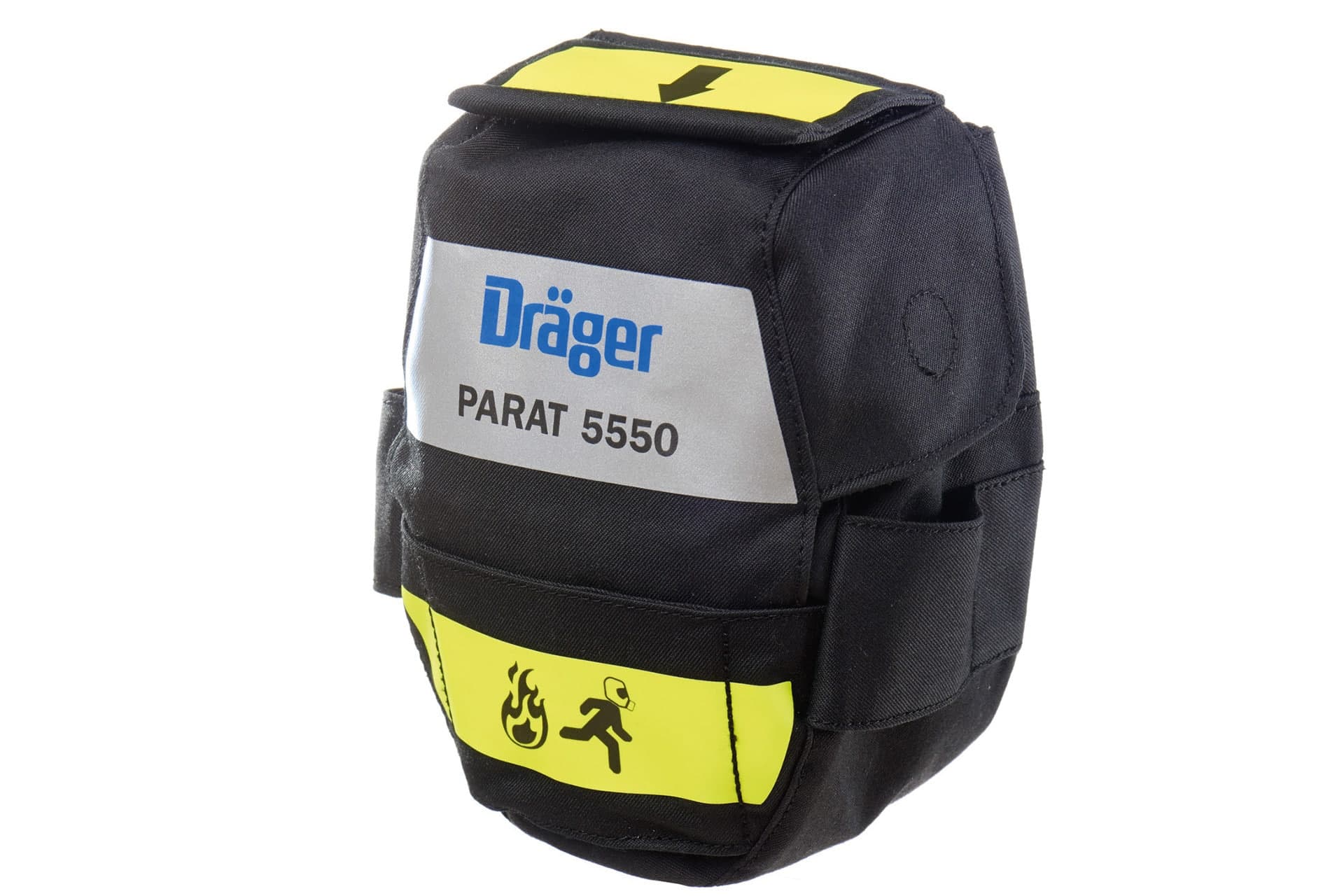 The fire escape hood Parat 5550 comes in a flame-retardent holster, especially for fire fighters.