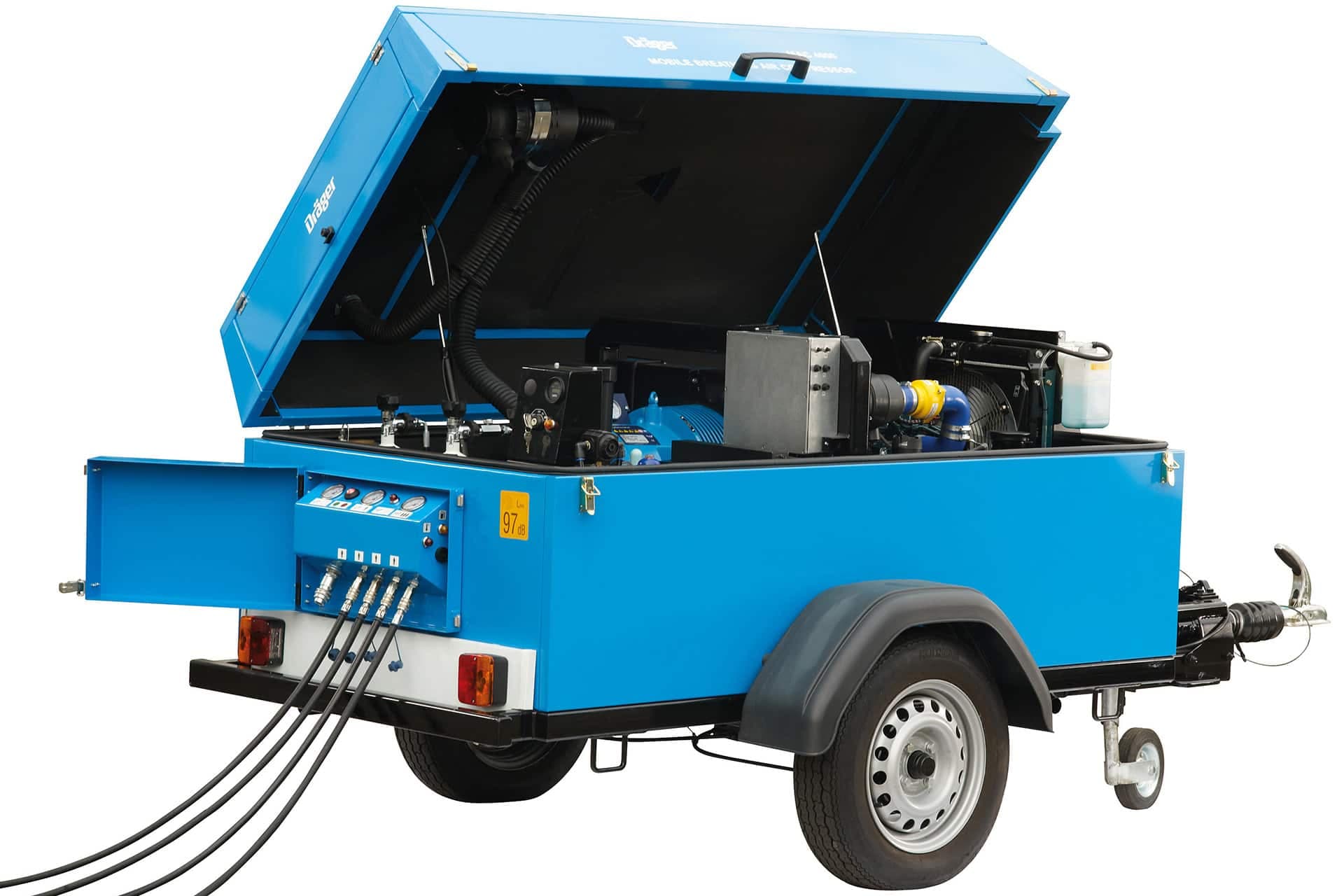 Dräger PAS MAC Series: Mobile Breathing Air Compressors meet the needs of single or multiple users over long durations.