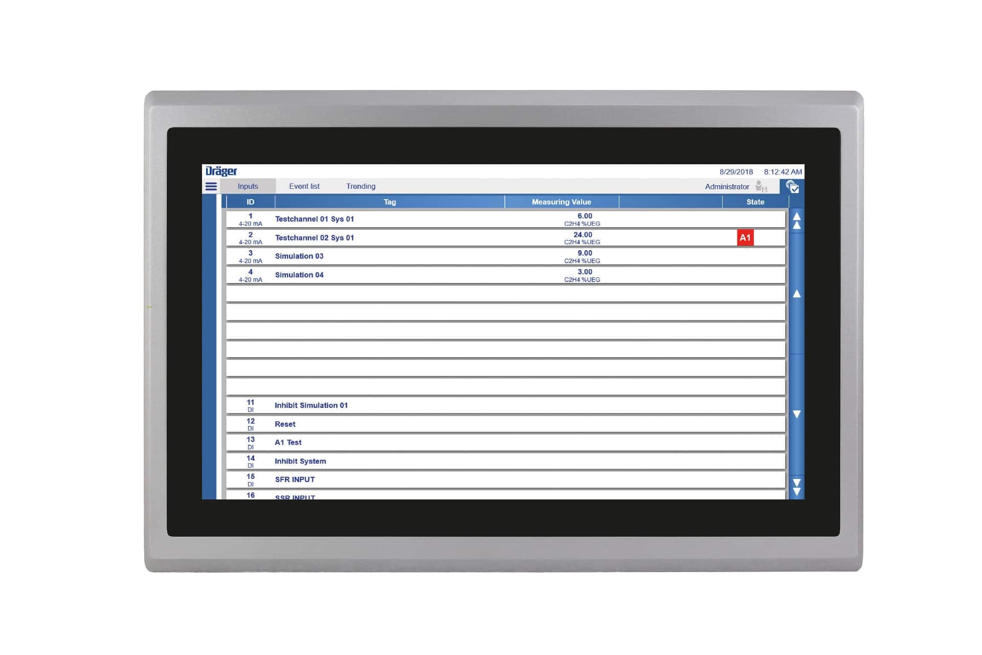 Dräger RVP 7000 visualisation panel for REGARD 7000