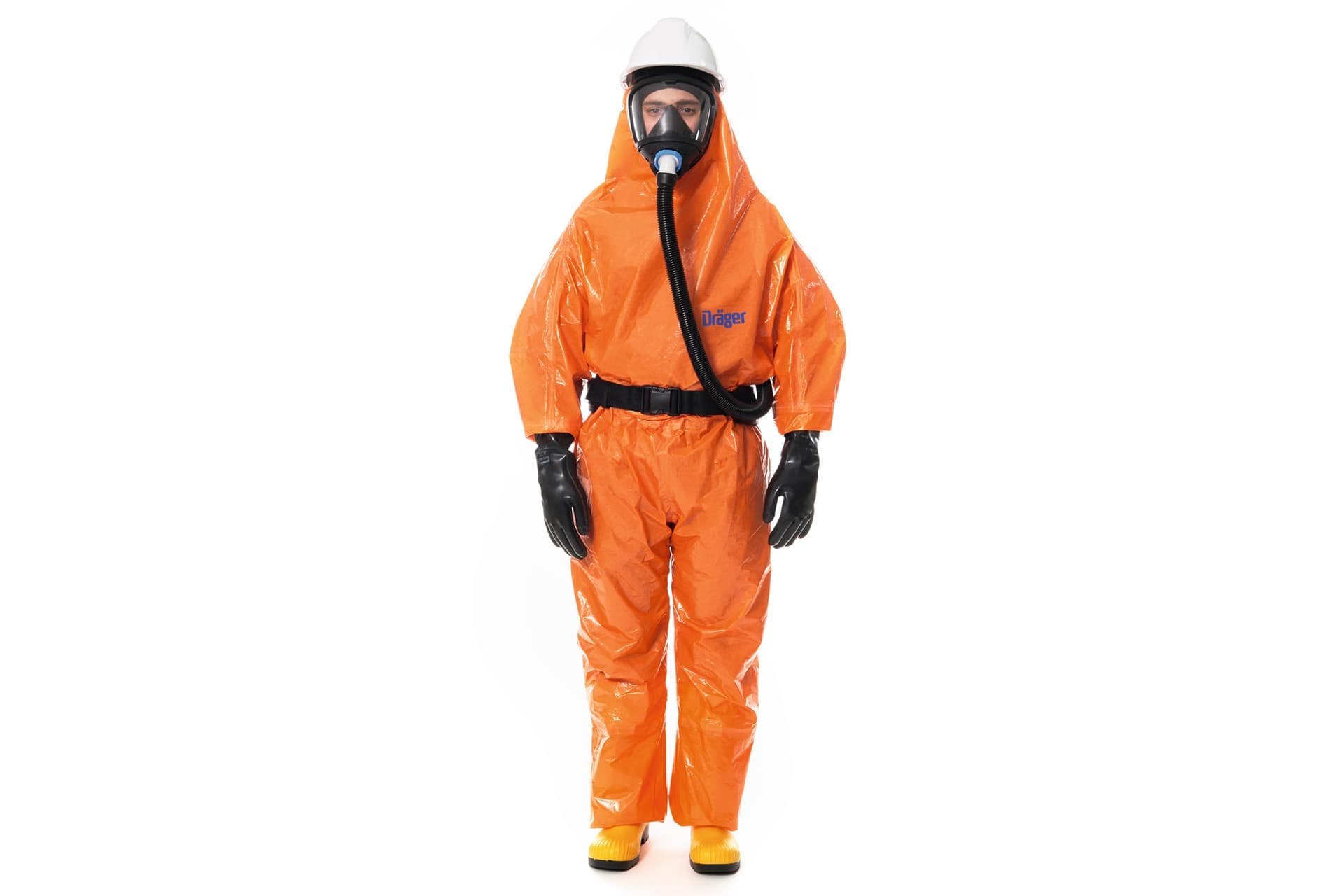 The suit is used with a full-face mask in combination with an purifying filter device.