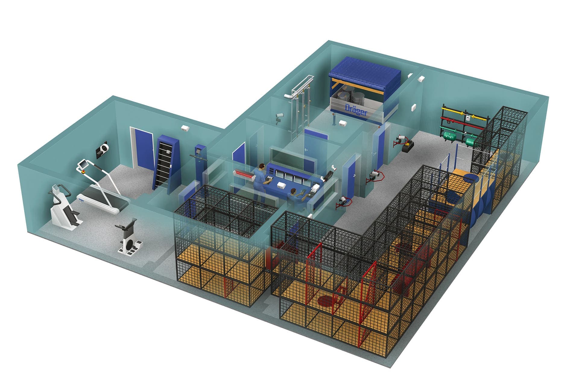 With a stationary training gallery rescue teams can practice orientation and resilience under realistic conditions.