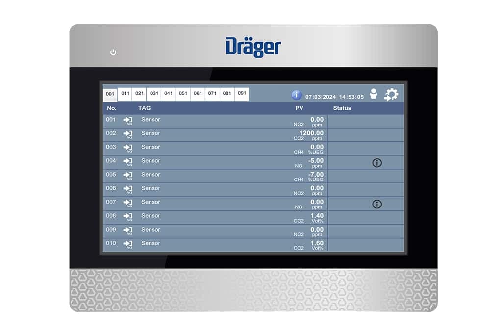 Dräger VVP 1000 visualisation panel for VarioGard system