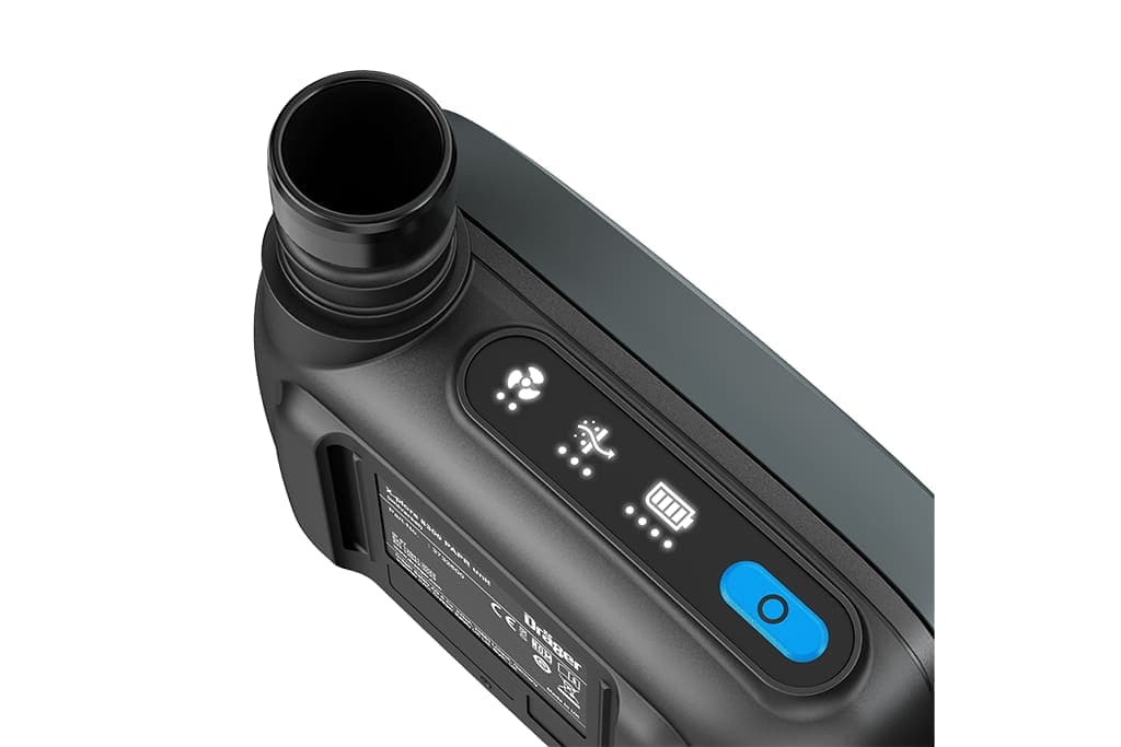 The X-plore 8300 offers a dedicated one-button operation for turning the device on and off, setting the airflow rate and monitoring the battery status.